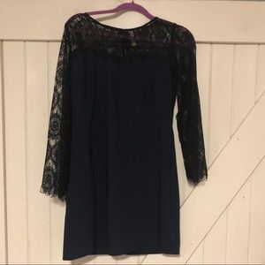 Dark blue dress with Black sleeves